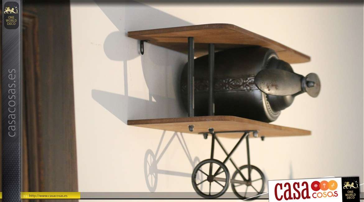 Estante de pared decorativo en hélice de avión de madera y metal