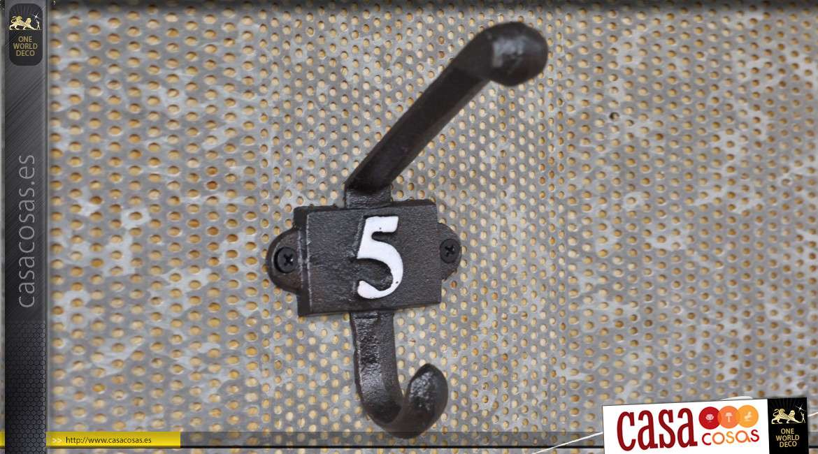 Gancho de pared en hierro fundido, colección Numbers, modelo número 5