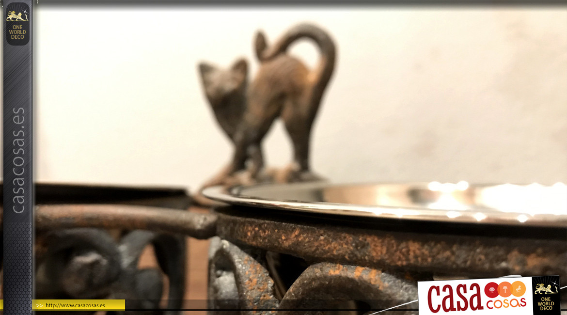 Cuenco para gatos de metal con espíritu de hierro forjado, elegantes volutas, 2 cuencos de 0,5 l - 35 cm