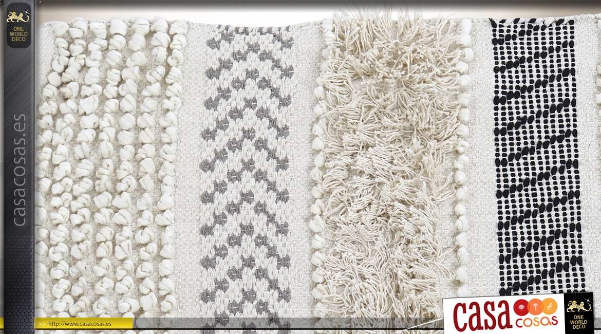 Gran alfombra étnica de algodón boho de 2,3 metros por 1,6 metros