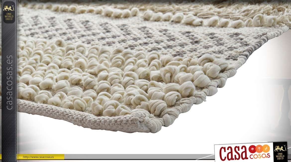 Gran alfombra étnica de algodón boho de 2,3 metros por 1,6 metros
