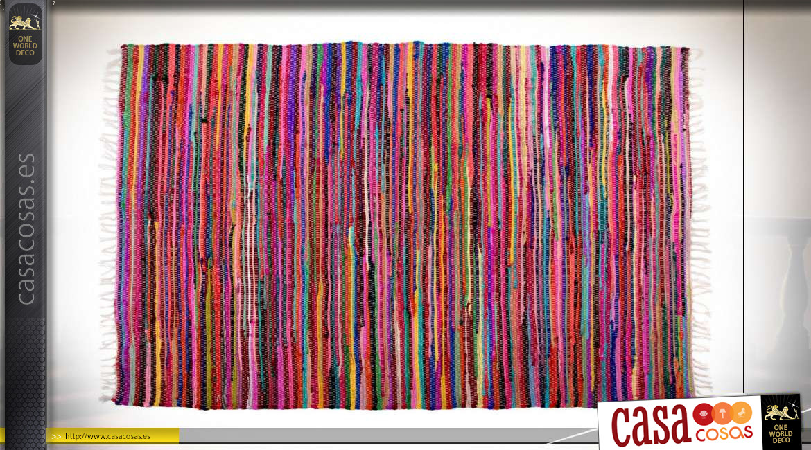 Alfombra Chindi de algodón, acabado multicolor, 195 x 120 cm