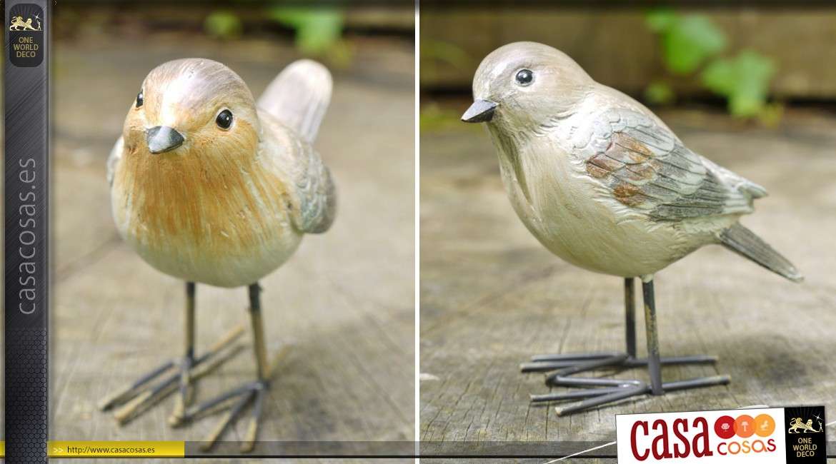 Conjunto de 4 pájaros decorativos de metal (4 modelos diferentes) 10 cm