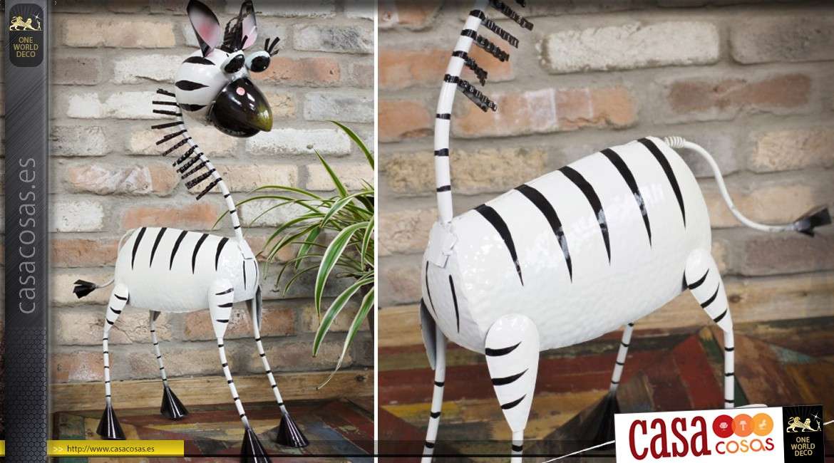 Animal decorativo estilizado de metal pintado: la cebra 72 cm