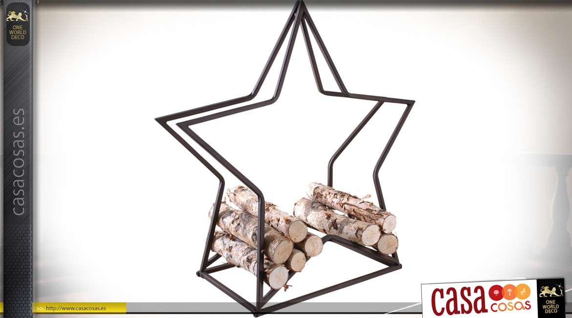 Soporte de troncos de metal en forma de estrella 75 cm