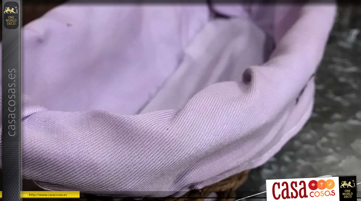 Cesta de mimbre crudo forrado con algodón 100%
