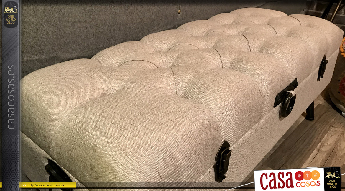 extremo de la cama color lino asiento tapizado de lino