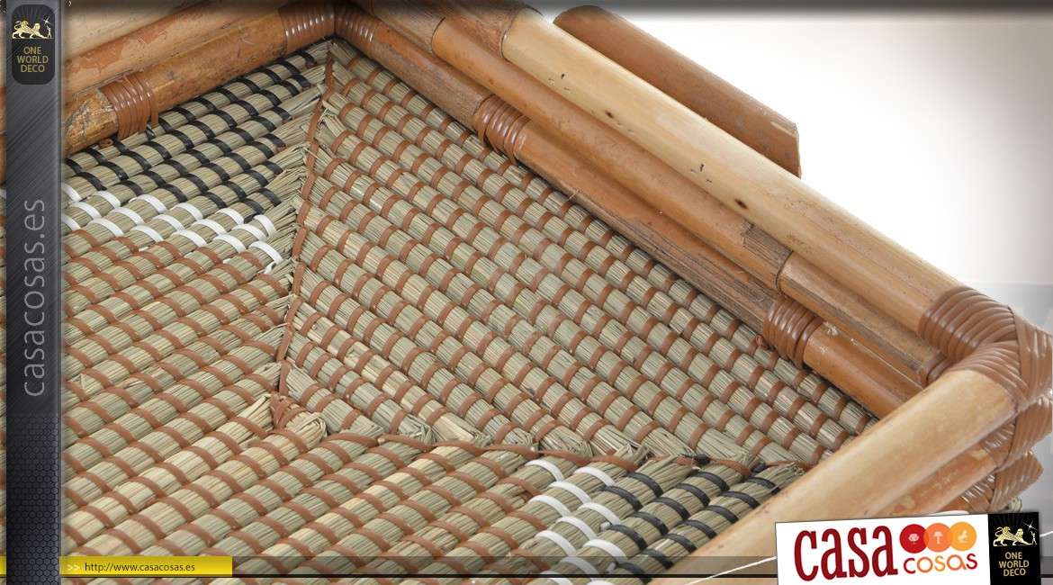 Bandeja de bambú y patrones de espiga de fibra natural 52 cm