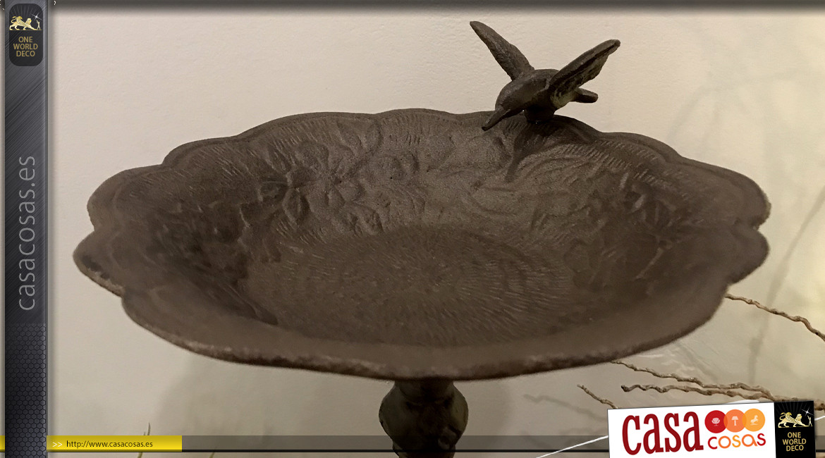 Fuente para pájaros con patas de hierro fundido de estilo antiguo, 53 cm