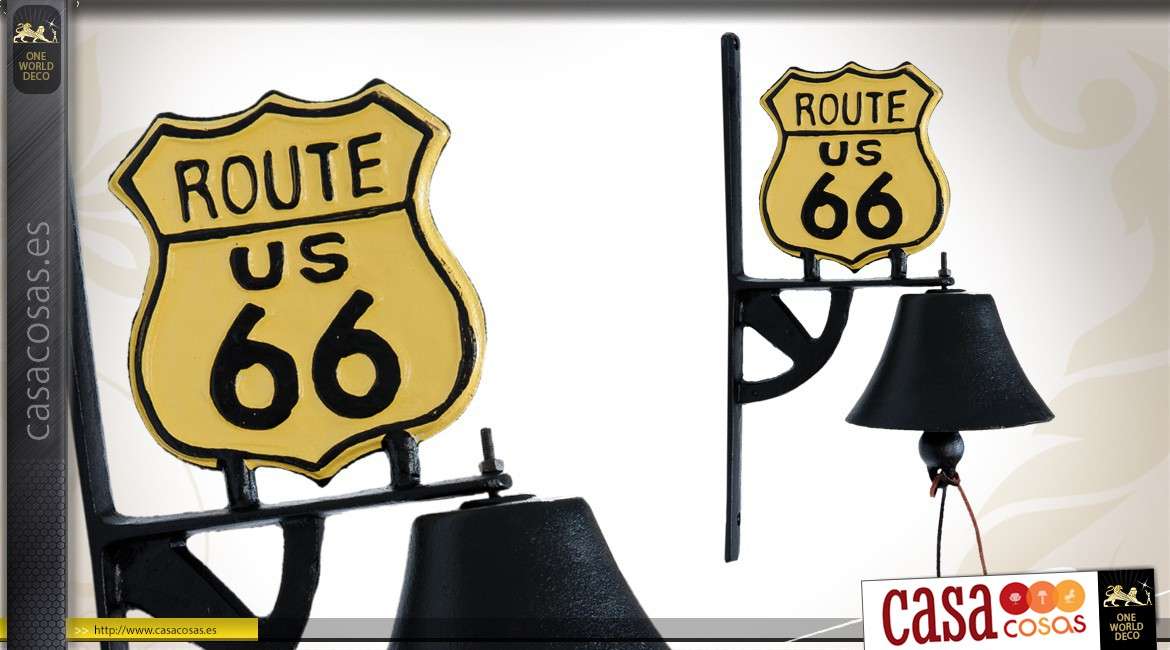 Campana de hierro fundido Route 66 yellow