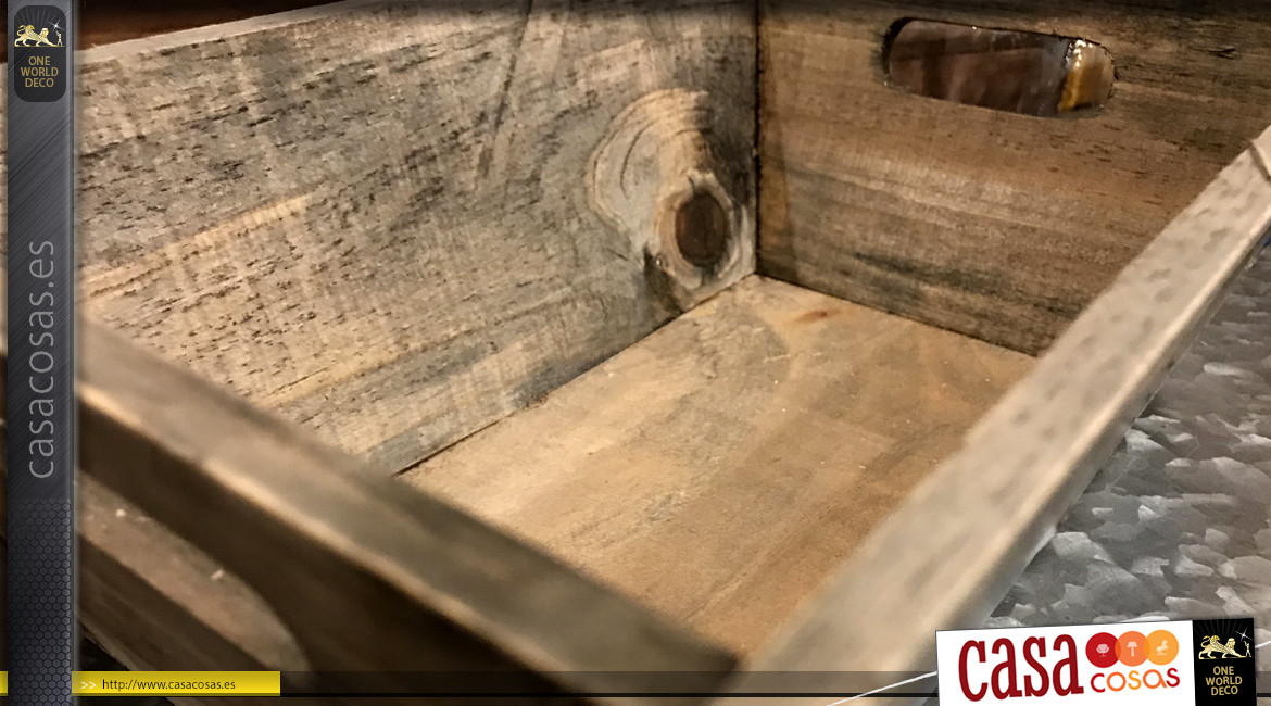 Cesta de madera tintada estilo vintage Périgord trufas