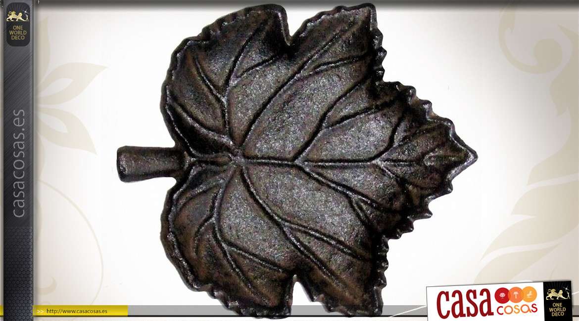 Vacio bolsillo de hierro fundido antiguo, en forma de hoja de plátano grande, decoración de estilo rústico, 16cm