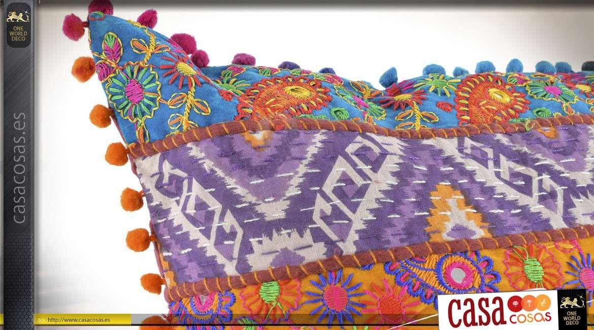 Cojín patchwork 40 x 40 cm estilo indio multicolor