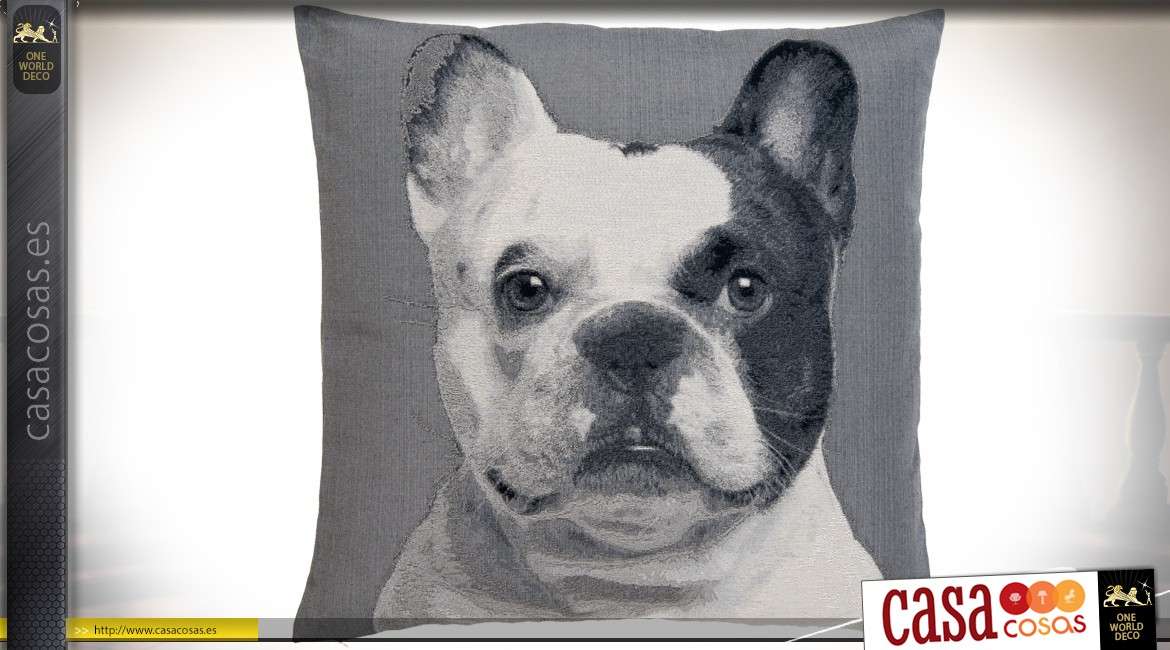 Funda de cojín 60 x 60 cm Ilustración Bulldog Inglés en blanco y negro