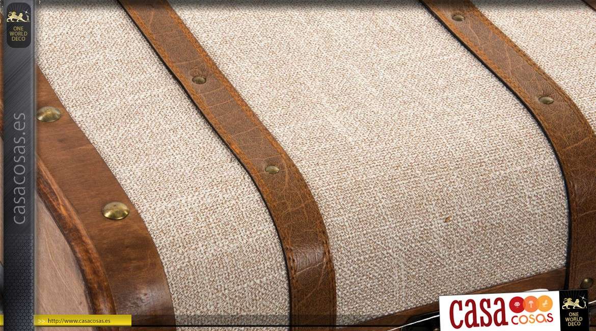 Pequeña cómoda de madera y tela estilo baúl alto de viaje 71 cm