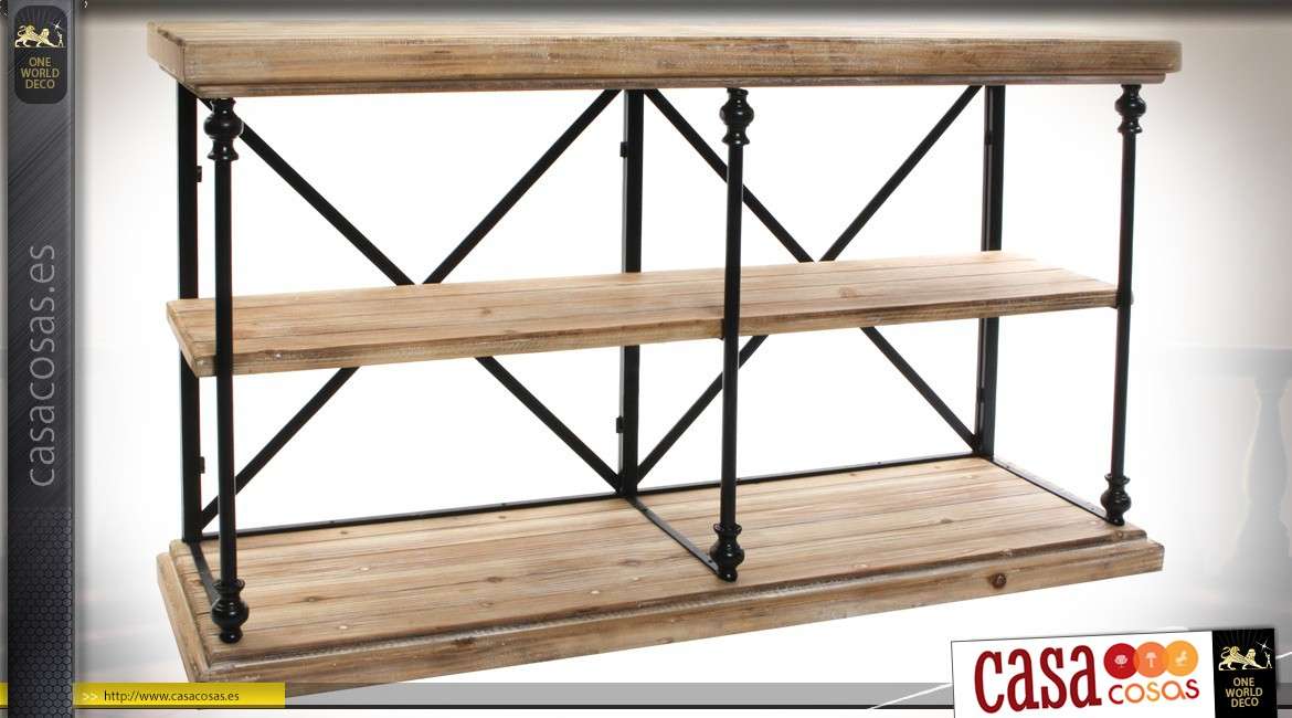 Mesa rústica de madera y metal para cortinas 137 cm