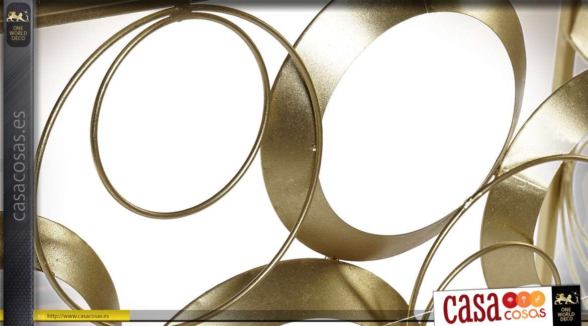 Consola de diseño de metal dorado y espejo con motivos geométricos círculos 120 cm