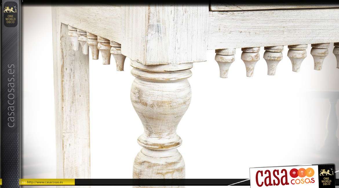 Consola 6 cajones estilo etnicos de madera de mango tallada 157 cm
