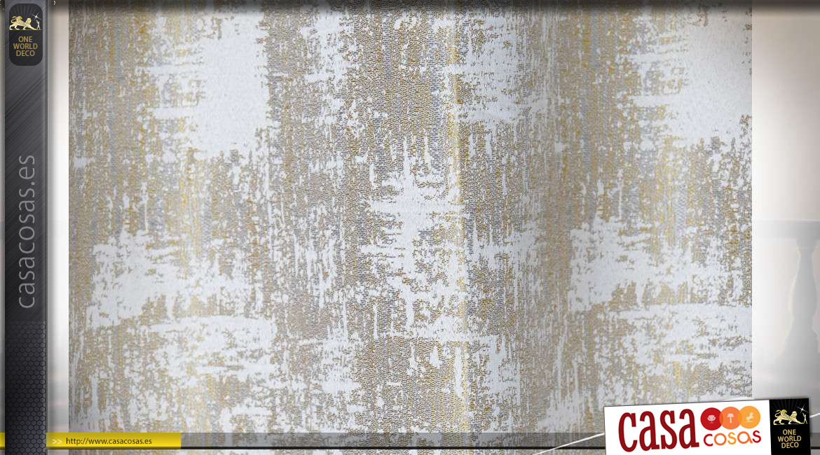 Cortina gruesa de poliéster y algodón, acabado beige con reflejos plateados, ambiente cálido y chic, 140x270cm