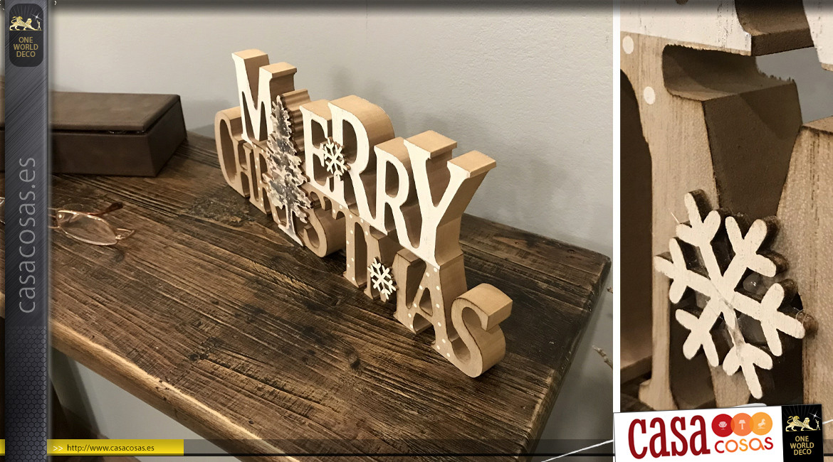 Decoración de mesa navideña de madera, Feliz Navidad, 32cm