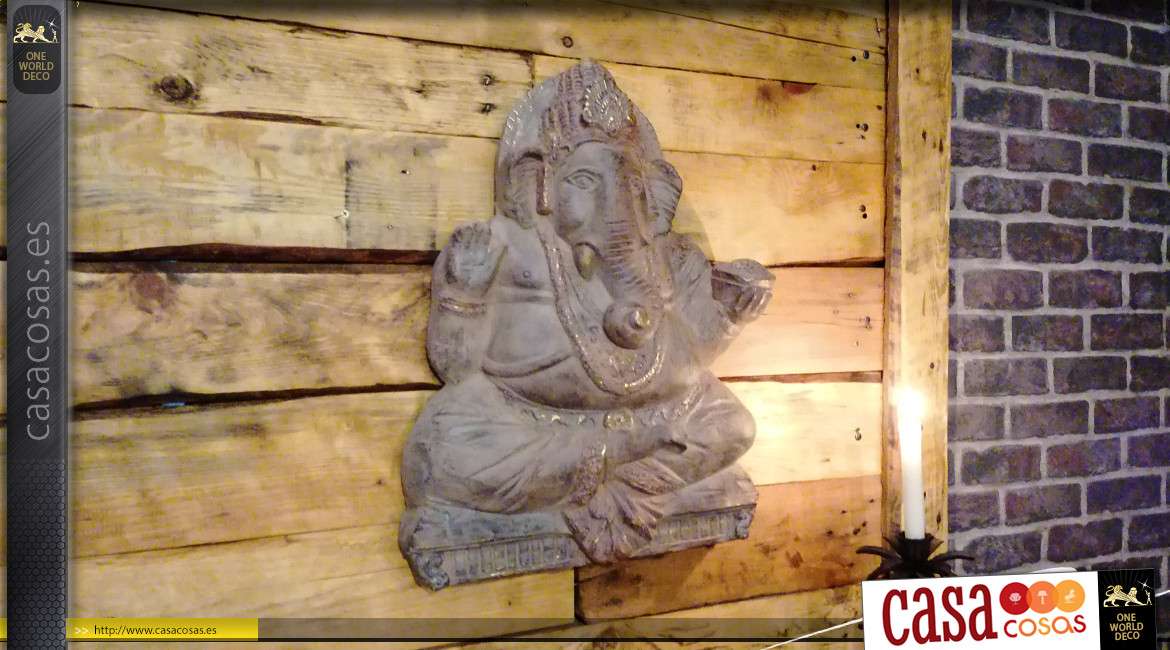 Decoración de pared de elefante de fibra de vidrio para decoración de interiores o exteriores, espíritu de la deidad india, 56cm