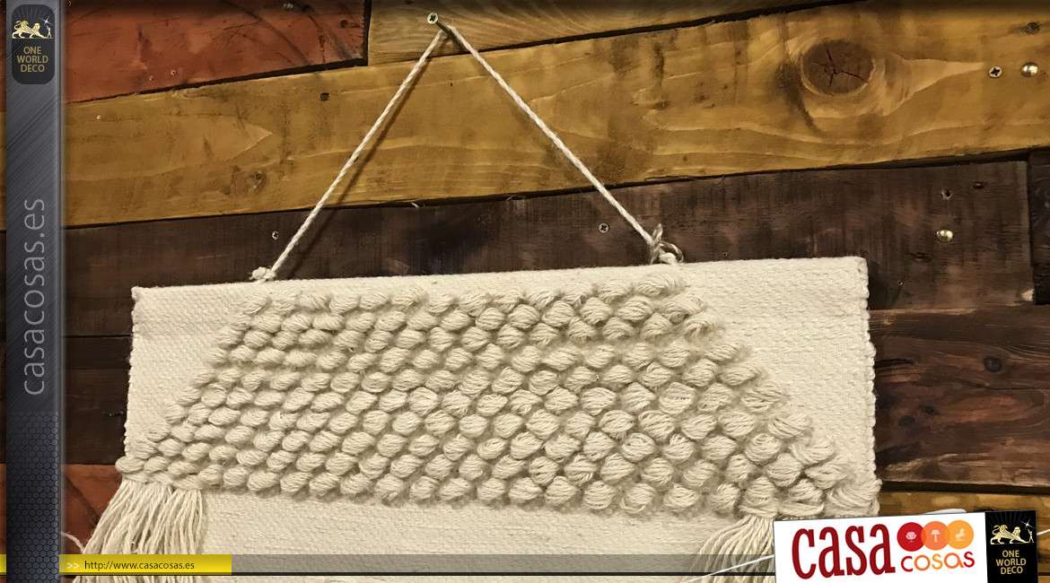 Decoración de pared de espíritu alfombra colgante, de algodón grueso, acabado claro y muchos flecos, 128 cm