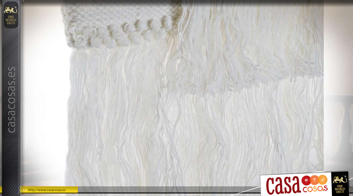 Decoración de pared en lana gruesa y algodón, ambiente boho macramé, variación de beige, 103cm