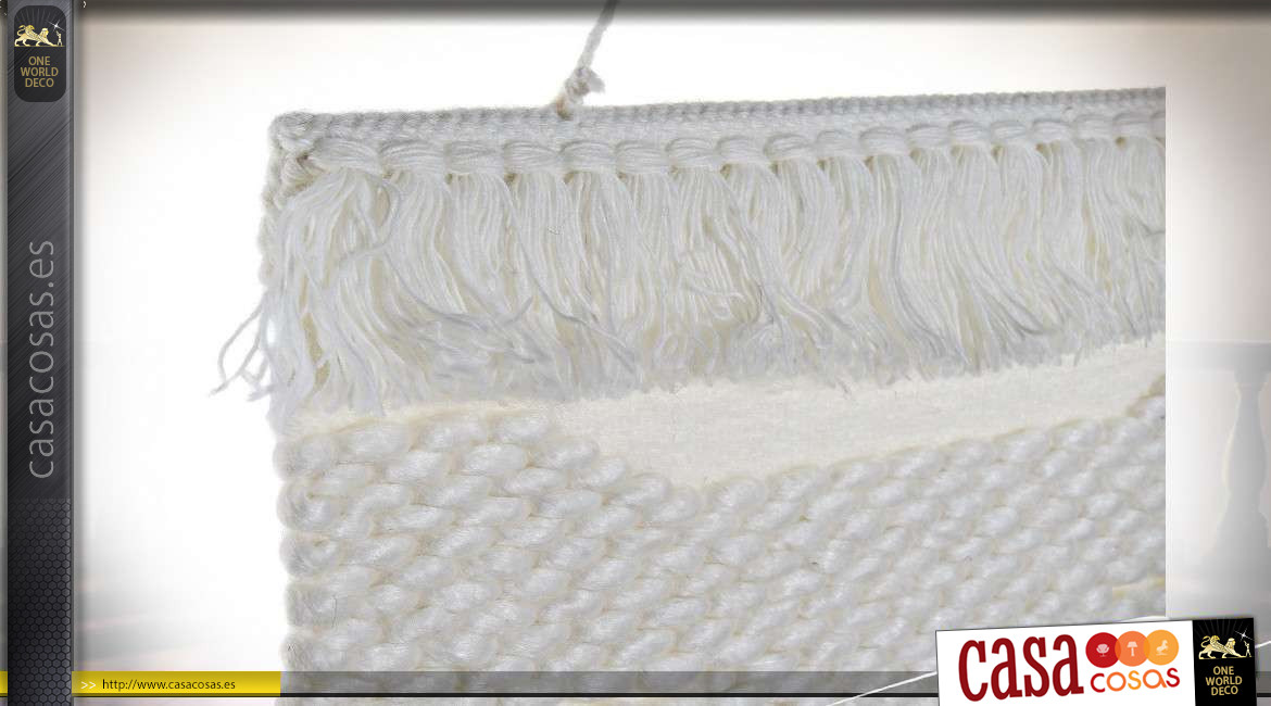 Decoración de pared en lana gruesa y algodón, ambiente boho macramé, variación de beige, 103cm