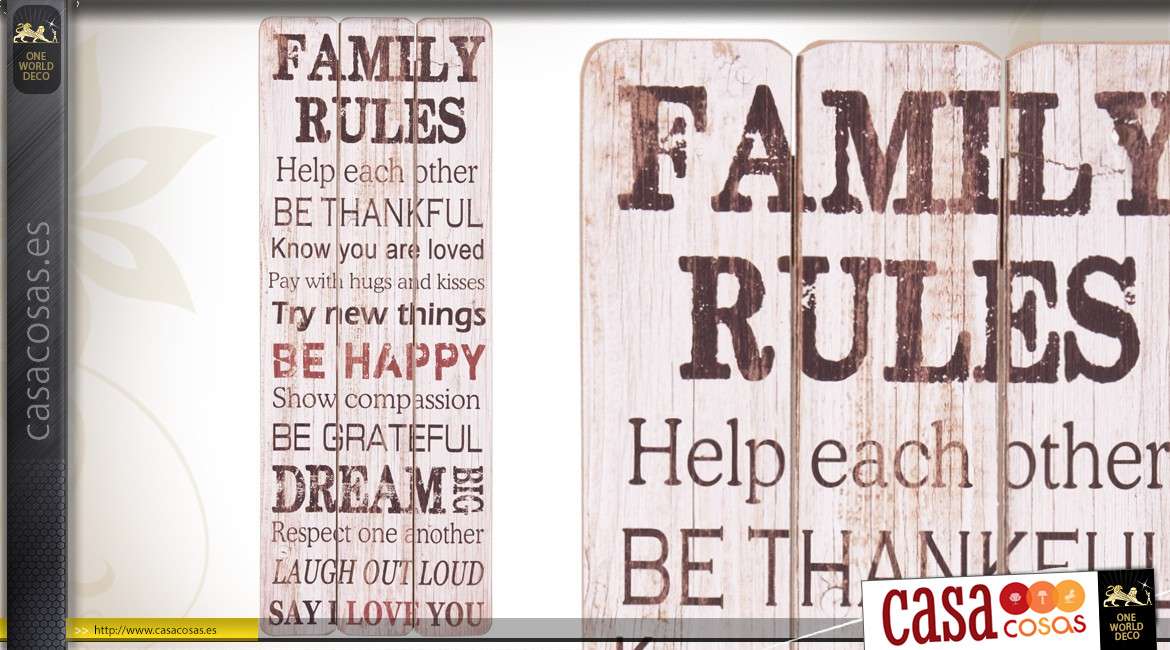 Placa de pared decorativa: Reglas familiares