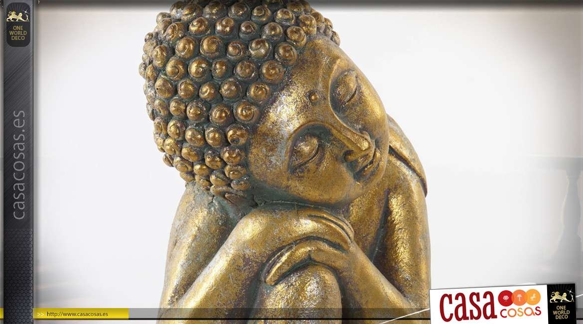 Estatuilla Golden Buddha efecto envejecido 40 cm.