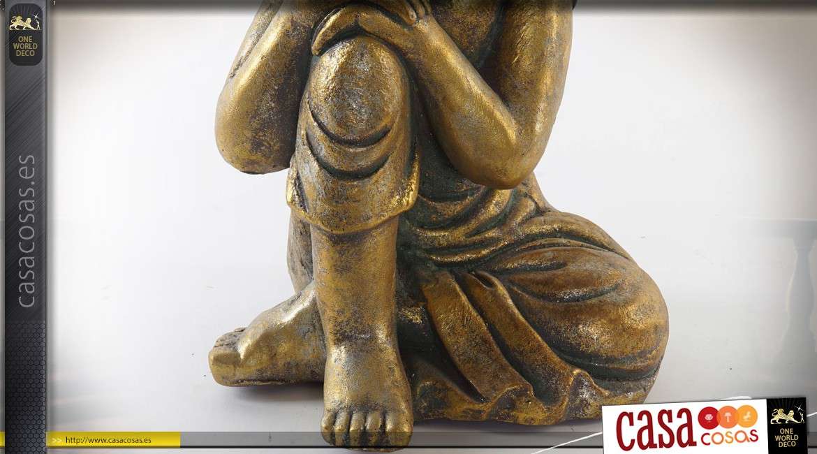Estatuilla Golden Buddha efecto envejecido 40 cm.