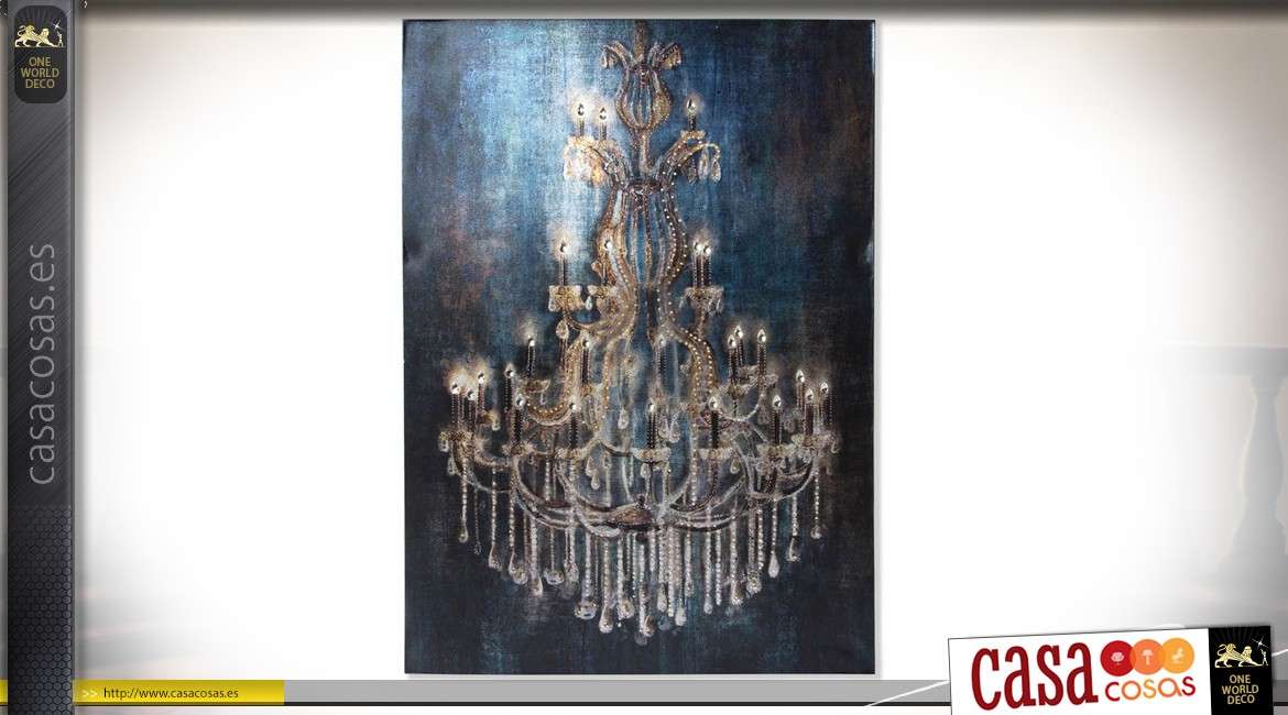 Pintura de un gran candelabro con colgantes estilo Imperio