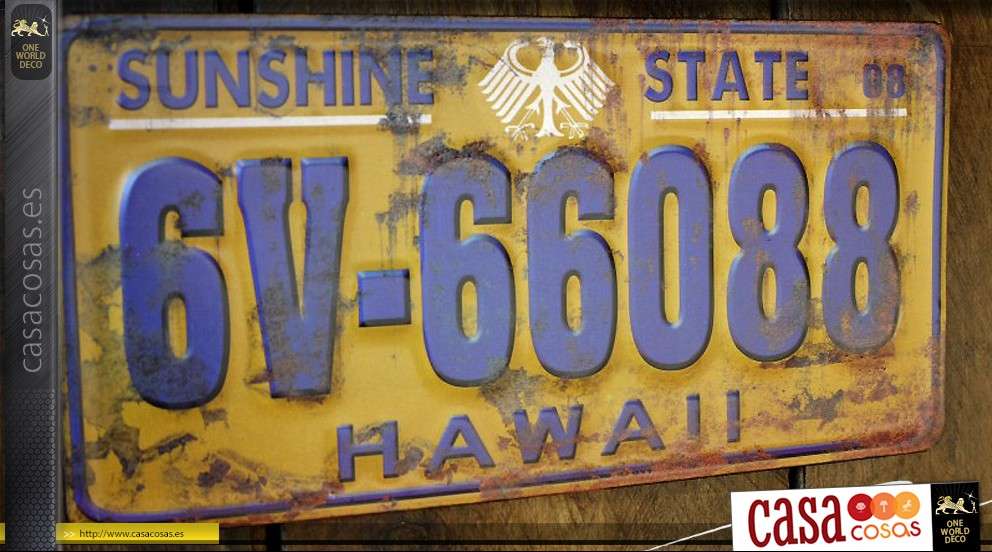Placa de metal retro de Hawai en relieve