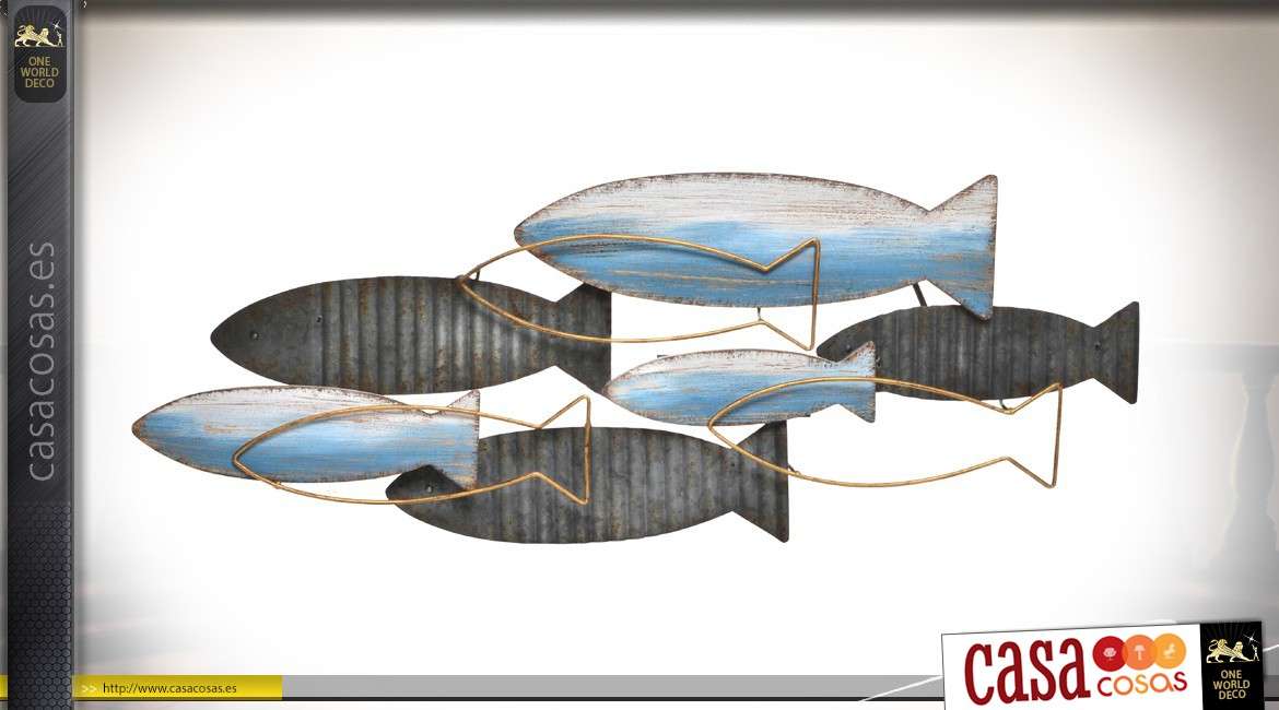 Banco de peces de metal en acabado envejecido 86 cm