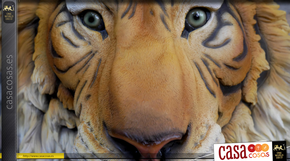 Cabeza de tigre de resina, espíritu de trofeo, efecto realista y colorido, ambiente de safari salvaje, Ø36cm