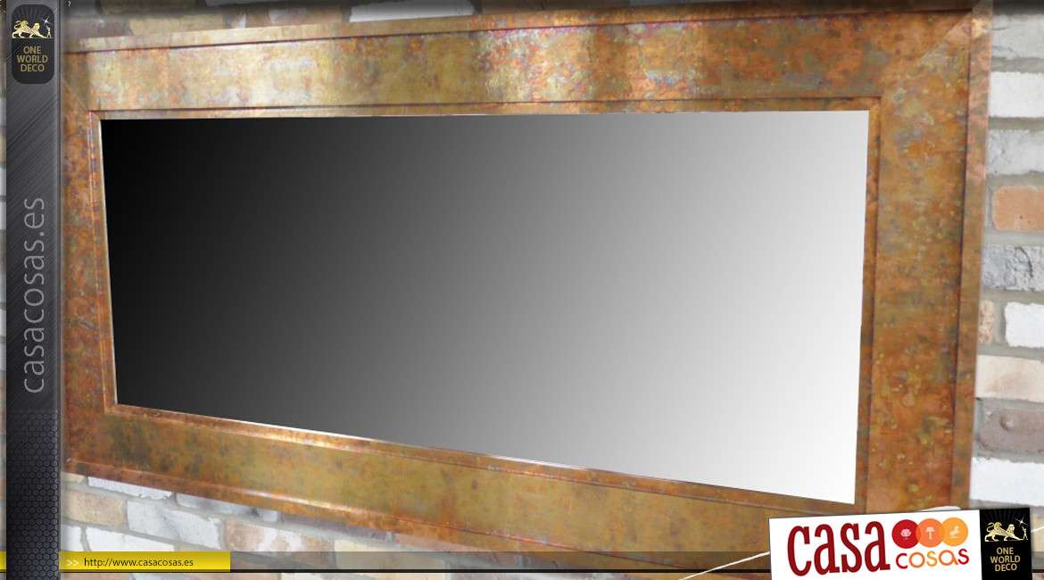 Espejo muy grande con estructura de metal estilo cobre cincado, espíritu industrial 180cm
