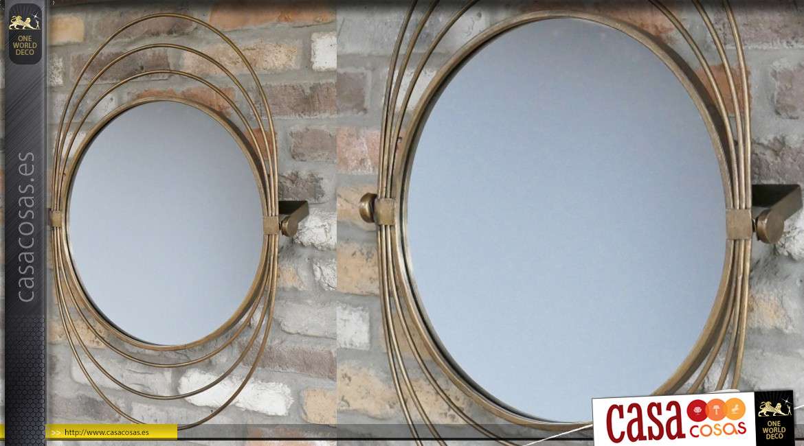 Espejo de metal de estilo moderno, modelo Saturn con marco anular, inclinable