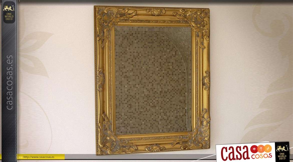 Espejo antiguo acabado dorado 53 cm
