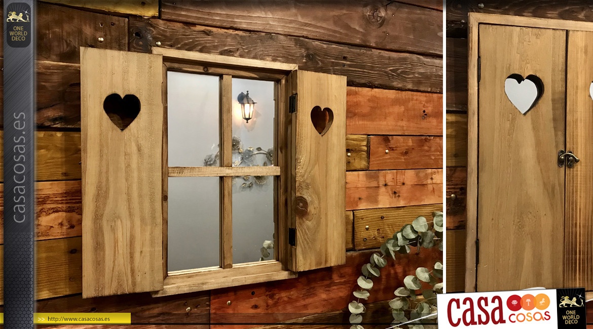 Espejo de pared de madera en bruto, espíritu ventana decorativa , ambiente  de chalet de Saboya con