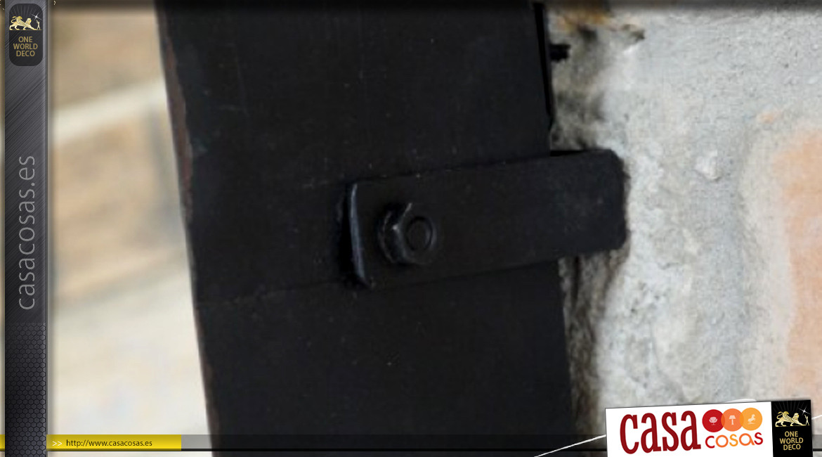 Espejo de pared abatible pequeño, en metal negro efecto envejecido, ambiente de guardarropa de fábrica, 21cm