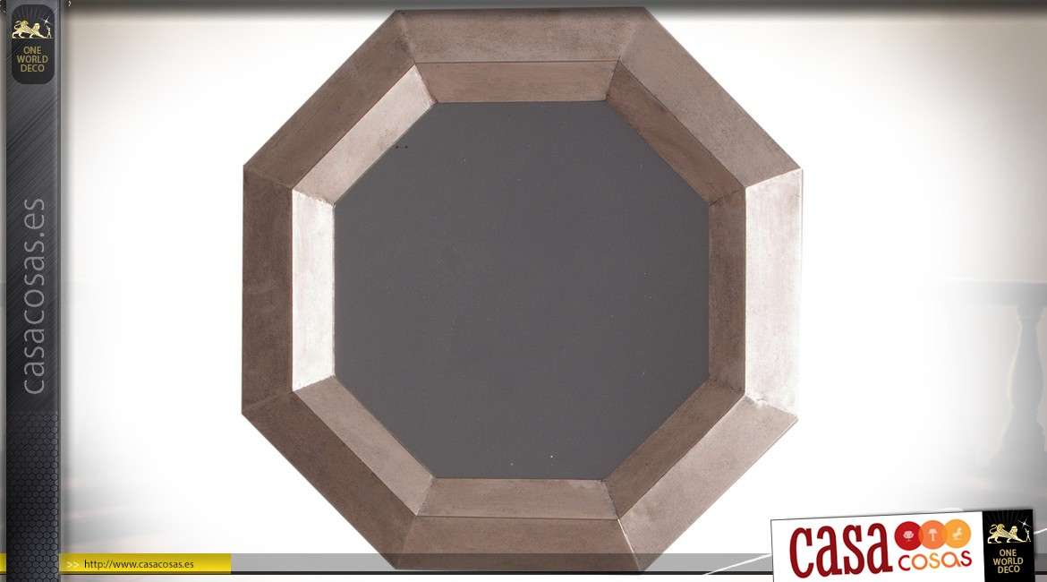 Espejo de metal octogonal en vermeil color cobre estilo industrial Ø 58 cm