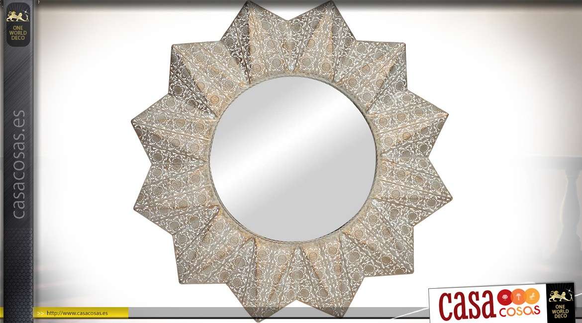 Espejo estilo oriental en metal calado estilo moucharabié Ø 72 cm