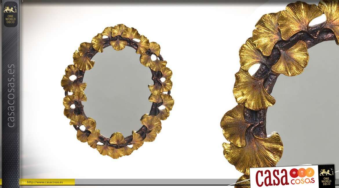 Marco de espejo de resina dorado adornado acabados Ø45