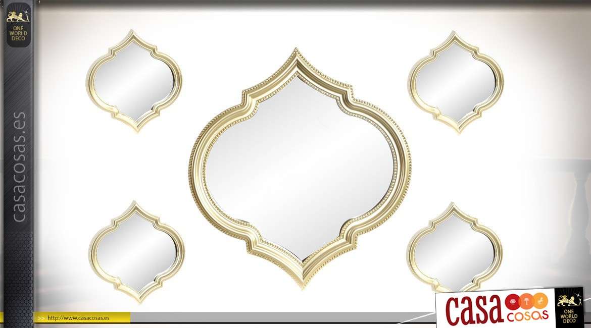 Conjunto de 5 espejos con acabados dorados 55 cm