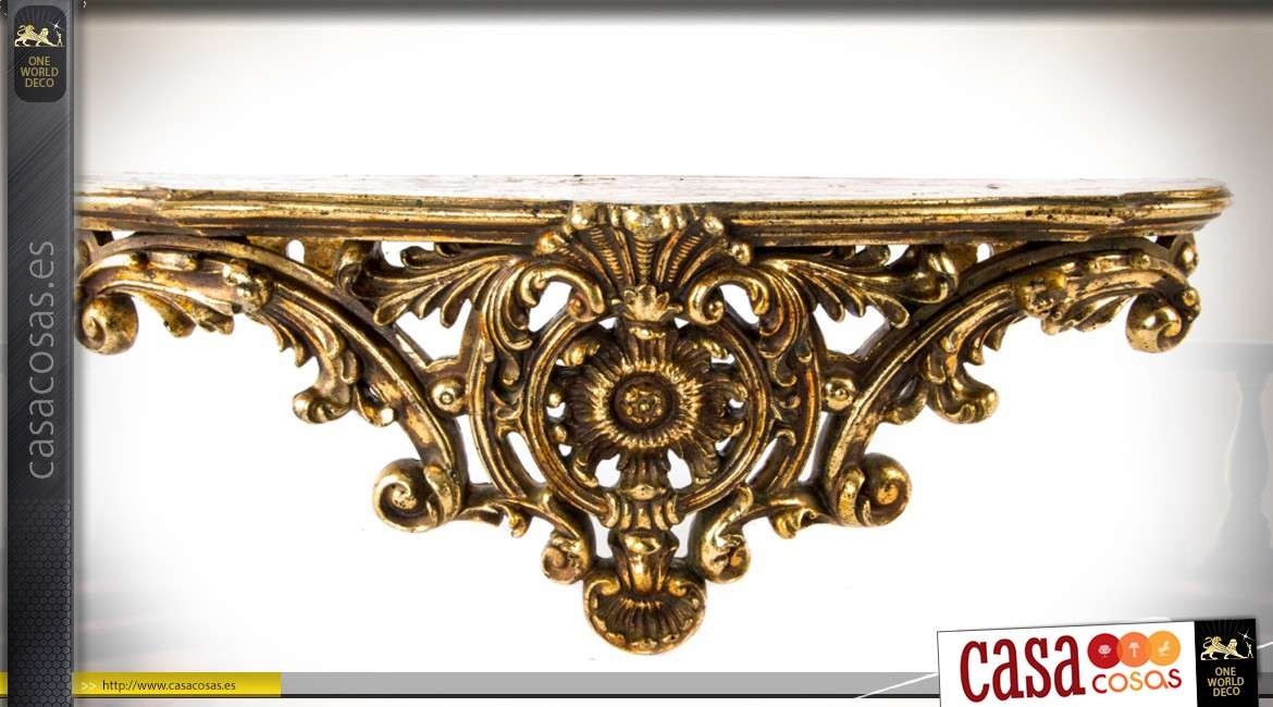 Consola de estante de pared barroco con acabado en oro envejecido 47 cm