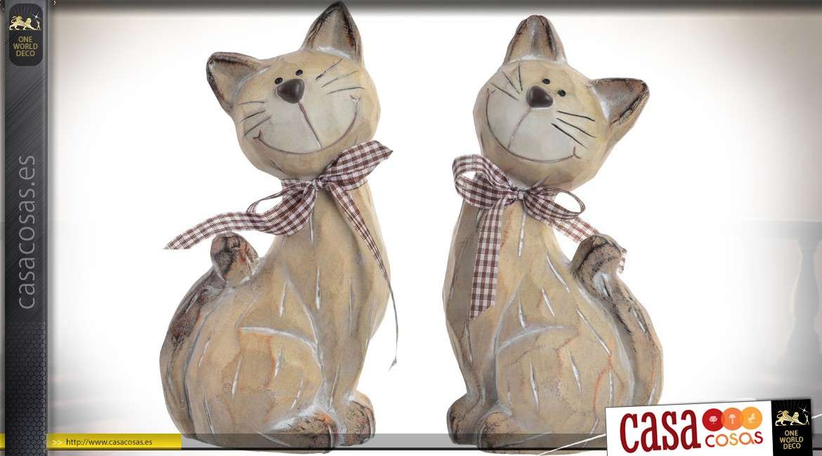 Dúo de gatos estilizados en terracota 18 cm