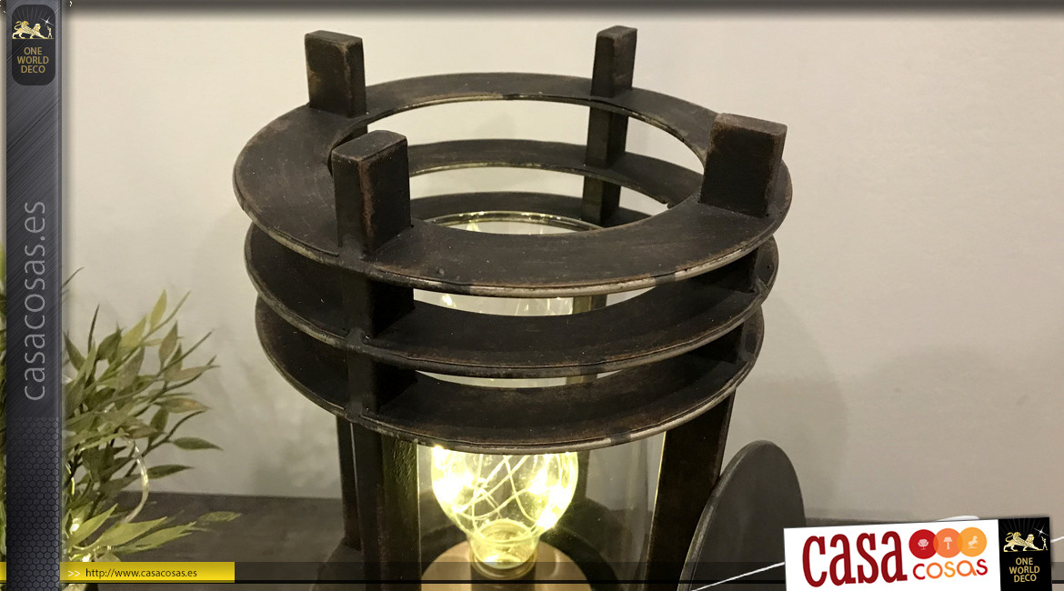 Linterna redonda de metal de estilo industrial y retro de 31 cm
