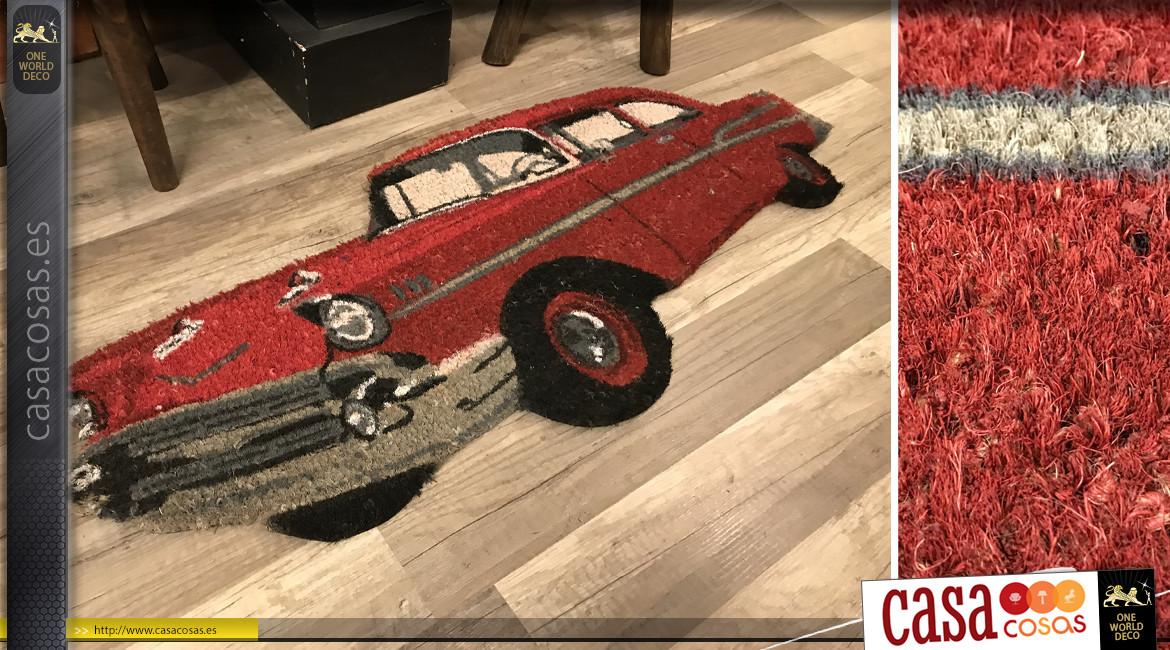 Felpudo decorativo en forma de coche rojo americano, 90cm