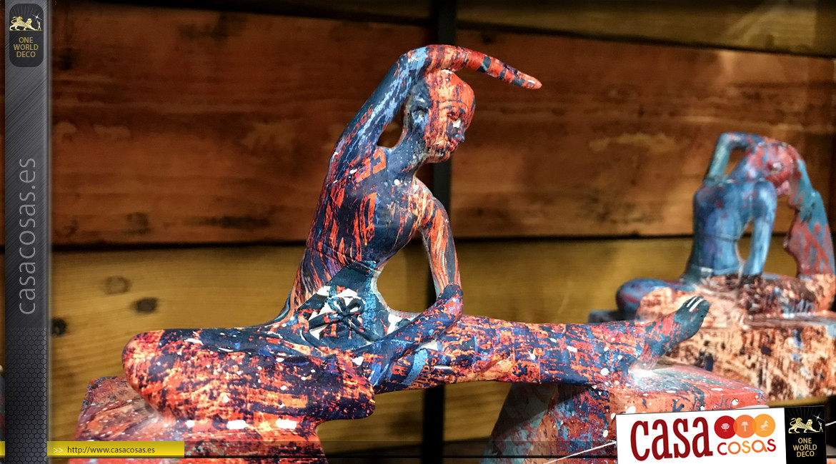 Deco para posar en resina con figuras de posturas de yoga, acabado colorido