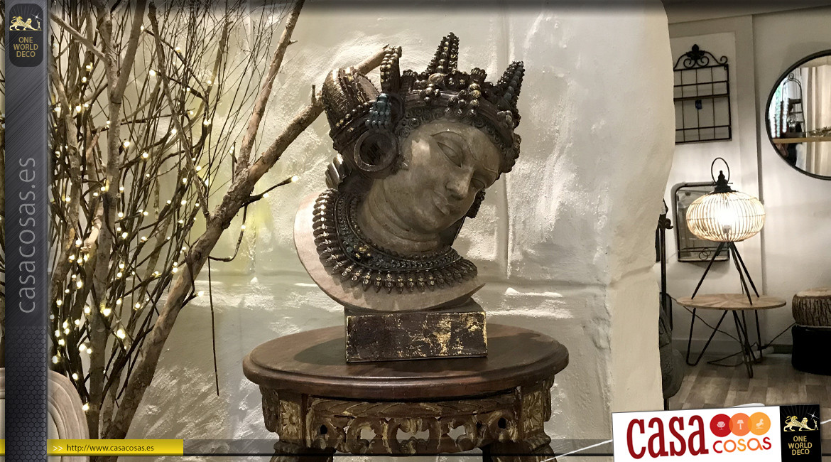 Escultura de Buda espíritu ruinas antiguas, acabado con efecto envejecido, 38 cm